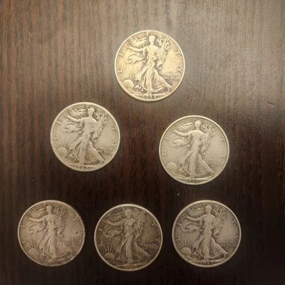 Walking Liberty half dollars,  1937,  1942,  1943,   1944 - Image 1 of 2