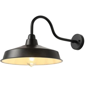 Modern 16 in. 1-Light Black Exterior Indoor/Outdoor HardwiredGooseneck Barn Wall - Picture 1 of 9