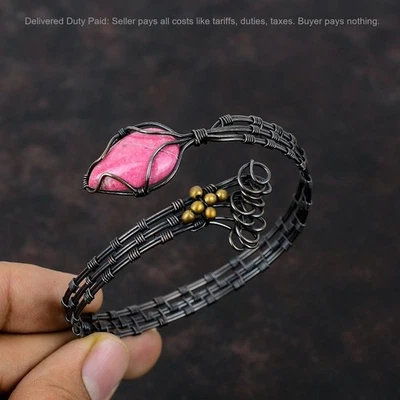 Black Friday Deal Copper Thulite Gemstone New Wire Wrapped Artisan Cuff Bracelet - Image 1 of 4