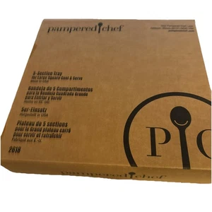 Used 2618 Pampered Chef 5-SECTION TRAY Fits Large COOL & SERVE Veggie Dip 12” Sq - Picture 1 of 3