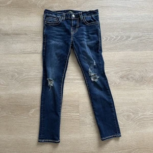 True Religion Halle Mid rise Super Skinny Kids Denim Jeans Size 7 - Picture 1 of 10
