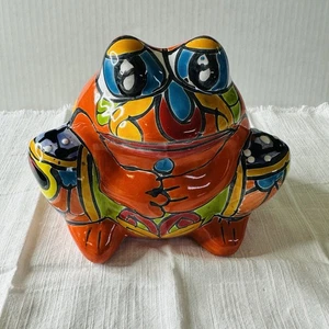 Talavera Avera Pottery Frog Planter 7” Handcrafted Ceramic Clay Sign Amona Mexq - Picture 1 of 11