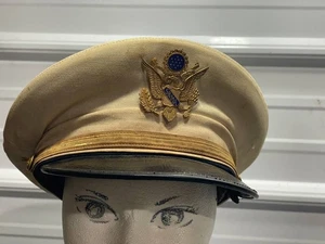 1930s 1940s SRMA San Rafael Military Academy  White Uniform Hat with badge - Picture 1 of 16