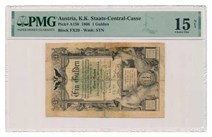 AUSTRIA banknote 1 Gulden 1866 PMG F 15 Choice Fine - Picture 1 of 7
