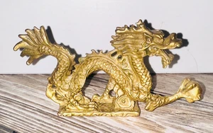 Vintage alter chinesischer handgefertigter Messing exquisiter Drache Briefbeschwerer - Bild 1 von 4