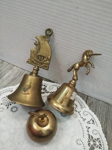 De colección. Pisapapeles Bell Unicorn 5.5" Galeón envío 6.5" Apple 3.1/4" latón (3PK) - Imagen 1 de 9