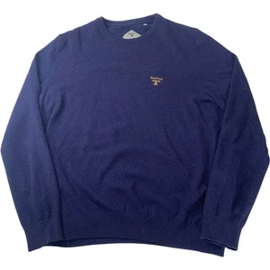 Barbour Beacon Pullover Crew Neck Wool Blend Jumper Purple Logo Mens Large - Picture 1 of 6