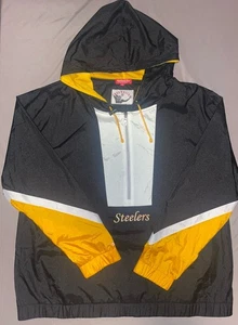 Mitchell & Ness Damen 2XL Pittsburgh Steelers Half-Zip Windbreaker Hoodie Vintage - Bild 1 von 8