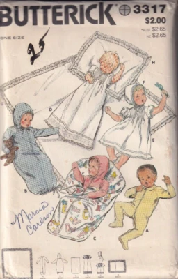Butterick Pattern 3317 Infant Layette & Christening Set One Size Uncut - Image 1 of 2
