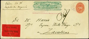 "Express Wells, Fargo y Cia Monterey, Mexo" label Wells Fargo printed frank - Picture 1 of 2
