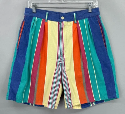VTG Polo Ralph Lauren Shorts Mens 30 Chino Colorblock Stripe Made USA 80s 90s - Image 1 of 4