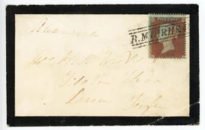 1855 1d rojo-marrón en un sobre atado por el "B. Muirhead" tipo VII escocés local - Imagen 1 de 3