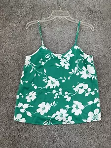 J.Crew Cami Tank Top Women's 2 Green & White Spaghetti Strap - Picture 1 of 8