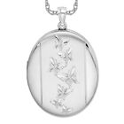 925 Sterling Silver Butterflies Oval Personalized Photo Locket Necklace Charm...