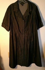 Lane Bryant Black Chambray Short Sleeve Shirtdress 20 Button Up Career Dress - Picture 1 of 5
