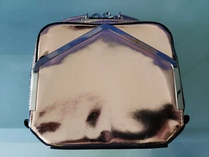 ALEXANDER WANG Metallic Adriel Clutch Rose Gold Leather Zip Top Square Bag - Picture 1 of 4