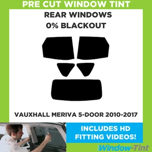 Für Opel Meriva 5-door 2010-2017 Vor Cut Fenster Getönt Heck 0% Blackout Folie - Picture 1 of 10