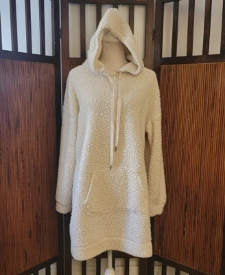 Sudadera con Capucha No Boundaries Crema Felpa Pullover 3X Polar XLong Bolsillo Canguro Acogedor Foto 1 de 4