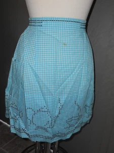 Vintage Apron Gingham Blue Embroidered Kitchen Collectibles Granny Core Retro - Picture 1 of 7