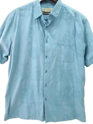 Boca Classics Shirt Men's XXL 2X 100% Silk Blue Tropical Button Up Pocket Top - Image 1 of 4