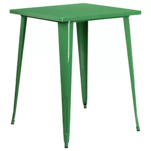 31.5" Square Industrial Style Green Metal Indoor & Outdoor Restaurant Bar Table - Picture 1 of 3