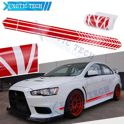JDM Glossy Red Side Door Fender Decal Stripes Sticker For Mitsubishi Lancer EVO - Image 1 of 4