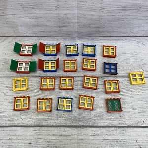 LOTE LEGO 21 MARCOS DE VENTANAS algunos con persianas 1X4X3 COLORES MEZCLADOS #3853 DE COLECCIÓN - Imagen 1 de 2