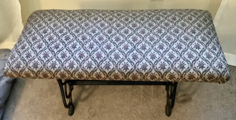 Vintage Cast Iron Bench  ~ Paw Feet ~ Upholstered Cover