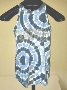 Adorable Girls Place Size XL 14 Tie-dye Love Embellished Front Tank Top Blues - Picture 1 of 11