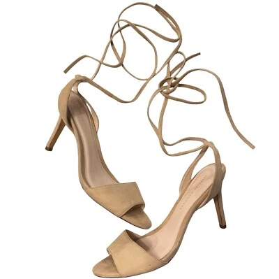 Loeffler Randall Womens Sandal Tan Suede Leather Ankle Wrap Up Heel Shoes Size 7 - Image 1 of 4
