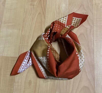 Mod Scarf Retro 1960s Fashion Accessory Orange Mustard Yellow Beige - Image 1 of 4