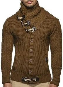 Men's Warm Chunky Cable Knit Long Sleeve Slim Fit Jumper Sweater Knitwear Bn M - Picture 1 of 5