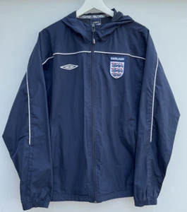 Vintage England Football Jacket Umbro Blue Full Zip Hooded Retro Mens Medium M - Picture 1 of 10