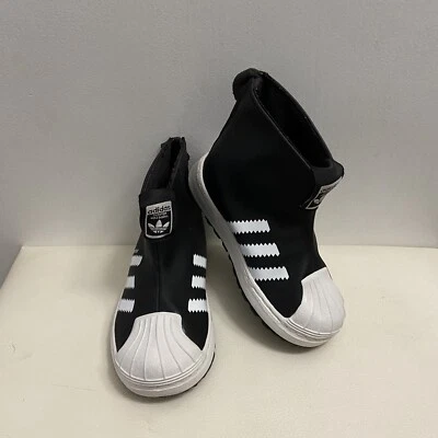 Adidas Superstar 360 Botas de Lluvia Blanco y Negro Tenis Niños Talla 7.5K Forradas con Cremallera Foto 1 de 4