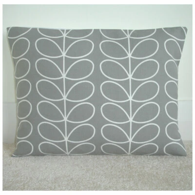 Cushion Cover Oblong 16x12 Silver Grey Orla Kiely Linear Stem Retro 12x16 - Image 1 of 2