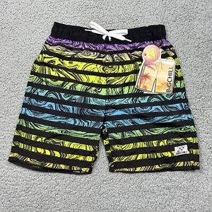 Big Chill Swim Trunks Boys 6 Mesh Lining Drawstring UPF 50 Stripes Waves Surf - Picture 1 of 9