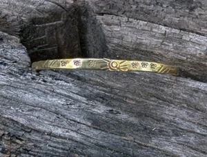 Brass Hand Stamped Pretty Artisan Hand Made Cuff Bracelet Adjustable .A43h - Picture 1 of 7