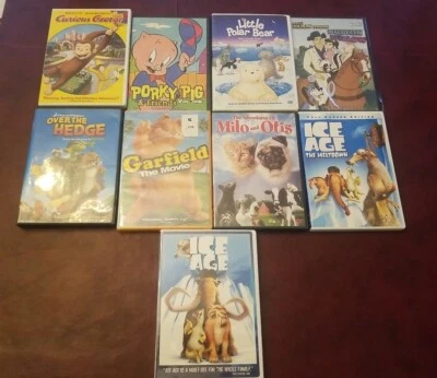 LOT OF 9 CHILDREN'S DVD'S- Ice Age, Milo & Otis, Garfield, Porky Pig & More  Foto 1 de 4