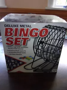 Deluxe Bingo Metal Rotary Cage 75 Balls 1 Master Board 18 Bingo Card 150 markers - Picture 1 of 2