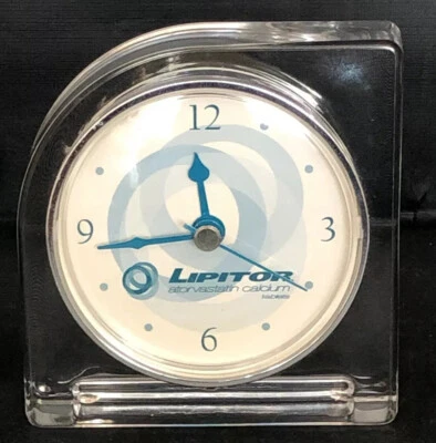 Advertising Lipitor Tablets Desk Clock AA Battery Powered Acrylic Case - Image 1 of 4