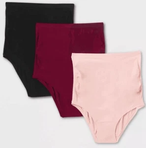 Größe XS Umstandsmode 3er Pack Over the Belly Hipster Unterwäsche Auden Pink/Maroon/Schwarz - Bild 1 von 5