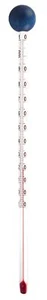 Teethermometer Glas mit Holzkugel blau Teewasser Thermometer Früchtetee Teekanne - Bild 1 von 7