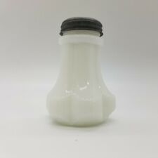 Opaque White Milk Glass Beaded Drape Salt Shaker - 1900-1905 Star Punch Lid