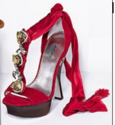 ¡NUEVO EN CAJA Bebe Plataforma JOYAS! Zapatos Cintas con Tacones de Aguja 8.5 CUERO ROJO Foto 1 de 4
