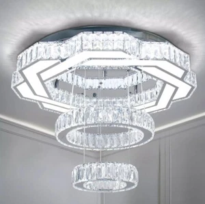 22.5'' Modern Crystal Chandeliers LED for Living Room Flush Mount #208 - Picture 1 of 8