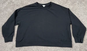 Cuyana Sweater Womens XL Black Crewneck Boxy Crop Lounge Leisure Quiet Luxury - Picture 1 of 8