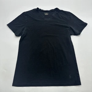 Polo Ralph Lauren T-shirt Women M Black Solid Logo Embroidered V-Neck ..#33131 - Picture 1 of 7