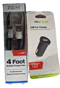 Chargeur voiture avec câble USB C 4 pieds - Photo 1 sur 5