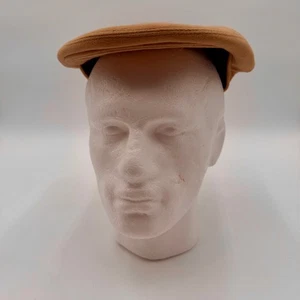L.L. Bean Moleskin Flat Cap Hat Camel Brown 100% Cotton Made in England Size MED - Picture 1 of 5