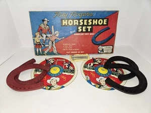 VINTAGE 50er JAHRE ROY RODGERS HUFEISEN SET MIT GUMMIARTIGEN VINYL SCHUHEN KOMPLETT - Bild 1 von 24